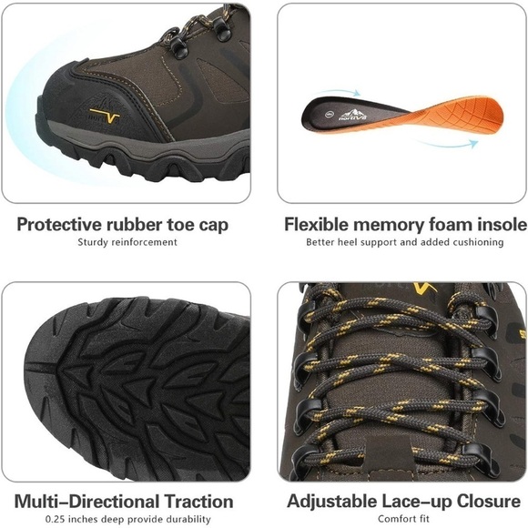 NORTIV 8 Men's Low Top Waterproof Hiking Shoes Trekking Trails Outdoor Work Boot - Picture 5 of 13